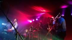 Image may contain: 1 person, on stage, playing a musical instrument and night