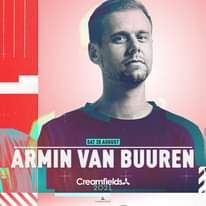 Image may contain: 1 person, text that says "SAT 28 AUGUST ARMIN VAN BUUREN Creamfields 2021 creamcields"