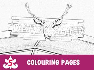 Image may contain: text that says "DEER SHED COLOURING PAGES"