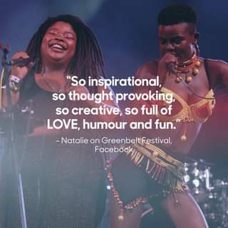 May be an image of 1 person and text that says ""So inspirational, so thought provoking so creative, so full of LOVE, humour and fun." -Natalie on GreenbeltFestival, Facebook"