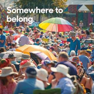 May be an image of one or more people, outdoors and text that says "Somewhere to belong."