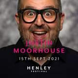 May be an image of 1 person, glasses and text that says "JUSTIN MOORHOUSE 15TH SEPT 2021 HENLEY FESTIVAL"